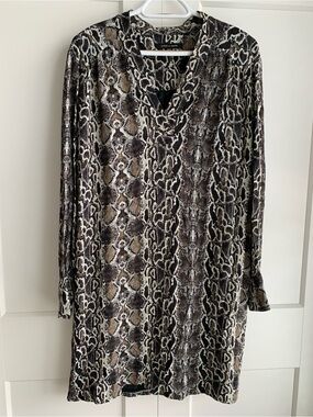 Judith& Charles Animal snake Print V-Neck Tunic Dress in Brown and Black size 6